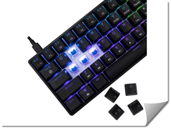 Keyboard White Shark Gaming Shinobi 2 60% Mechanical RGB Black Blue Switch Hot-Swap - Image 2